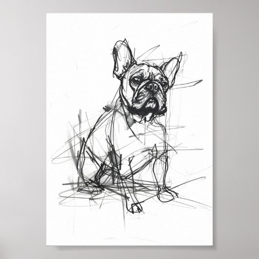 Abstracte Franse Bulldog-schets Poster (Voorkant)