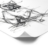 Abstracte Franse Bulldog-schets Poster (Hoek)