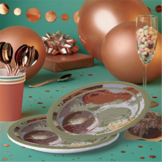 Abstracte fruitmotif papieren bordje