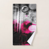 Abstracte Fuchsia, grijze en zwarte graan fotokuns Bad Handdoek (Handdoek)