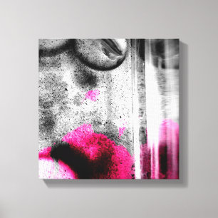Abstracte Fuchsia, grijze en zwarte graan fotokuns Canvas Afdruk