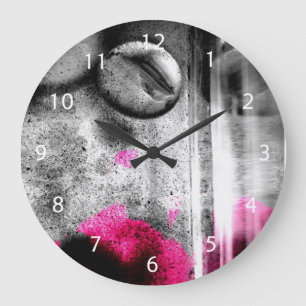 Abstracte Fuchsia, grijze en zwarte graan fotokuns Grote Klok