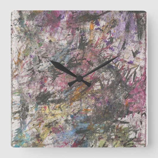 Abstracte Funky kleurrijke wandklok Vierkante Klok (Voorkant)