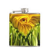 Abstracte funky retro Zonnebloem, bange geometrie Heupfles (Voorkant)