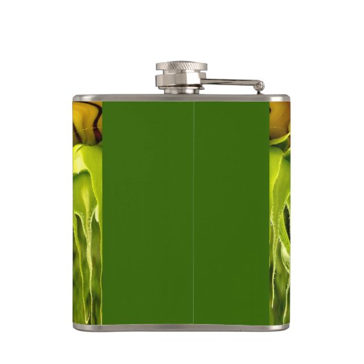 Abstracte funky retro Zonnebloem, bange geometrie Heupfles (Achterkant)