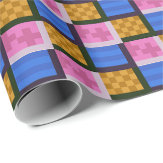 Abstracte geblokte patronen cadeaupapier