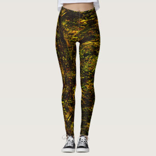 Abstracte gebogen banden in gouden groen en donker leggings