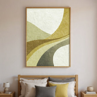 Abstracte gebogen vormen wanddecoratie voor slaapk poster