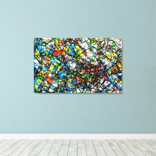 Abstracte gebroken glaskunst canvas afdruk (Insitu (Houten vloer))
