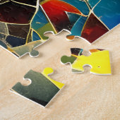 Abstracte gebroken glaskunst legpuzzel (Zijkant)