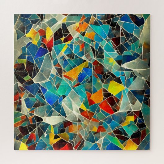 Abstracte gebroken glaskunst legpuzzel (Horizontaal)