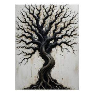 Abstracte gedraaide boom perfect poster