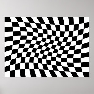 Abstracte gedraaide schaakbord poster