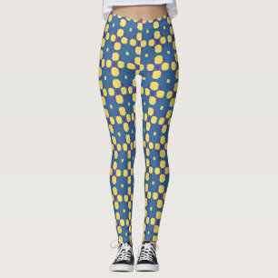 Abstracte geel en blauw patroon met veelhoeken leggings