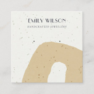 ABSTRACTE GEEL VAN CERAMIC OCHRE STUD EARRING DISP VIERKANTE VISITEKAARTJE