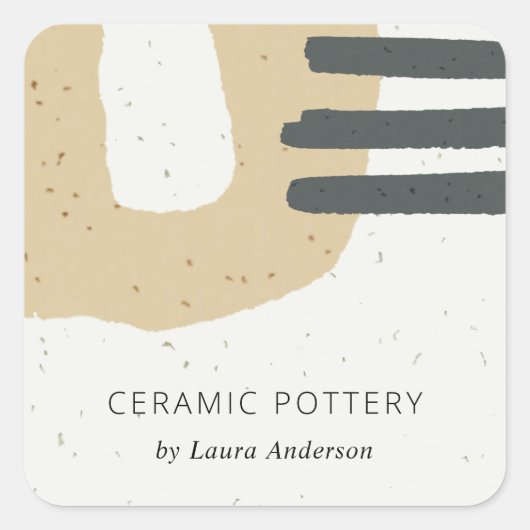 ABSTRACTE GEEL VAN KERAMISCHE TEXTUUR OCHRE VIERKANTE STICKER (Voorkant)