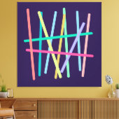 Abstracte gekleurde lijnen minimalistisch canvas afdruk (Insitu (Woonkamer))