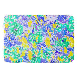 Abstracte gekleurde springbloemen badmat