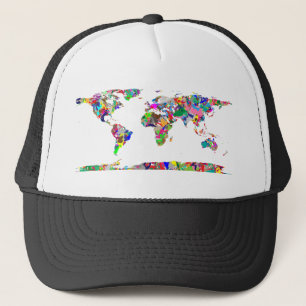 Abstracte gekleurde Wereldkaart 2 Trucker Pet