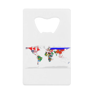 Abstracte gekleurde Wereldkaart Kredietkaart Flessenopener