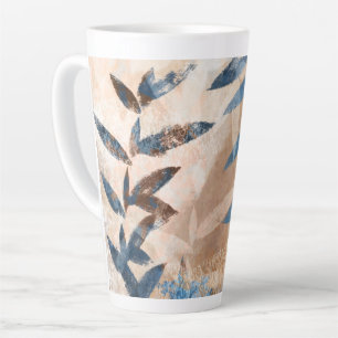 Abstracte gelaagde bladeren - blauw en neutraal latte mok