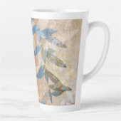 Abstracte gelaagde bladeren - blauw en neutraal latte mok (Rechts)