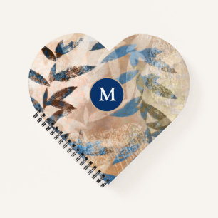 Abstracte gelaagde bladeren - blauw en neutraal notitieboek