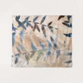 Abstracte gelaagde bladeren - Blauw en neutraal Wandkleed (Voorkant (horizontaal))