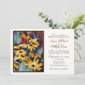 Abstracte Gele Daisy Floral Art Wedding Kaart (Staand voorkant)