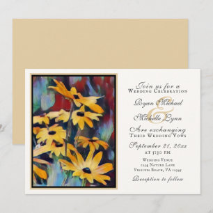 Abstracte Gele Daisy Floral Art Wedding Kaart