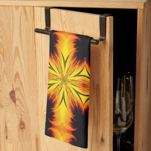 Abstracte gele en bruine Kaleidoscoop kunst Theedoek