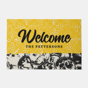 Abstracte gele gele familie uit de middeleeuwen deurmat