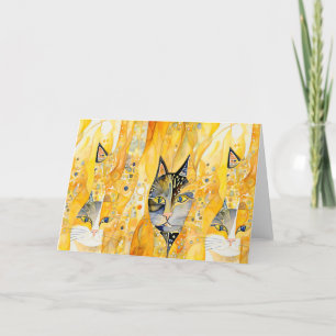 Abstracte gele kat bedankkaart