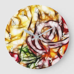 Abstracte Gele Licht Roos Artistieke Bloemengloed Grote Klok