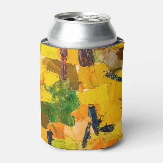 Abstracte gele oliecanvas schilderij blikjeskoeler (Blikje Voorkant)