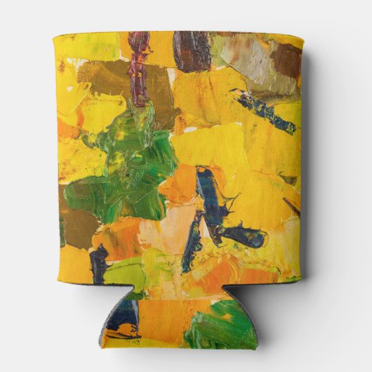 Abstracte gele oliecanvas schilderij blikjeskoeler (Achterkant)