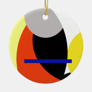 Abstracte gele rode blauwe kunst keramisch ornament