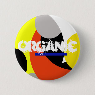 Abstracte gele rode blauwe kunst ronde button 5,7 cm