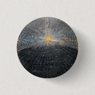 Abstracte Gele Steruitbarsting Mystieke Hemelse Ko Ronde Button 3,2 Cm