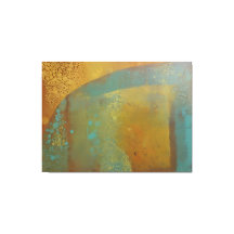 Abstracte Gelli-plaatdruk in turkooisblauw geel go