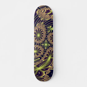 Abstracte Gelukkige Dans Neon Goud Fractale Kunst Skateboard