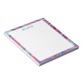 Abstracte gemarmerde kunst in blauw en roze notitieblok (Schuin)