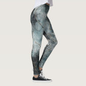 Abstracte gemarmerde verf - Grijze blauwe moderne  Leggings (Rechts)