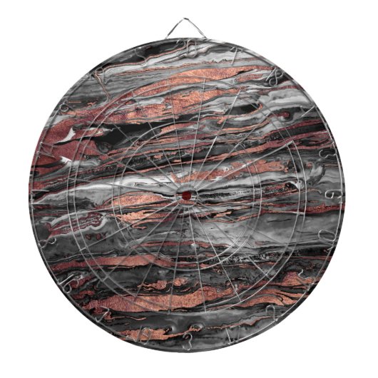Abstracte gemarmerde verf met matig roos goudverf dartbord (Voorkant)