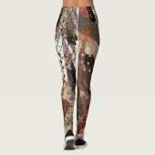 Abstracte Gemengde Media Aardse Herfstkleuren Leggings (Achterkant)