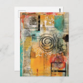 Abstracte gemengde mediacollage briefkaart (Voorkant / Achterkant)