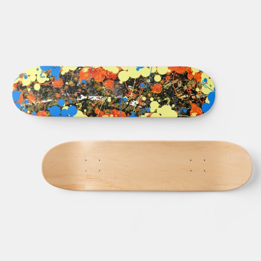 Abstracte gemorste verfspatten en -druppels skateboard (Horizontaal)