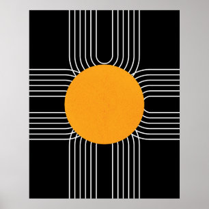 Abstracte Geometric Sun Mid Century Modern Boho Poster