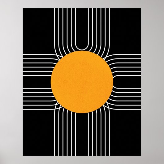 Abstracte Geometric Sun Mid Century Modern Boho Poster (Voorkant)