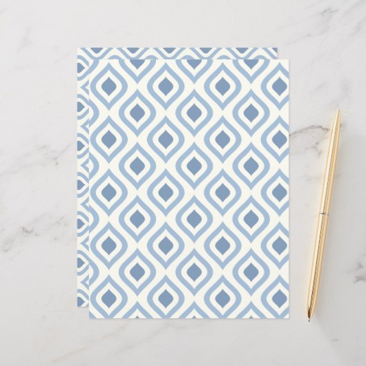 Abstracte geometrie, blauw en gebroken wit (Voorkant / Achterkant in situ)